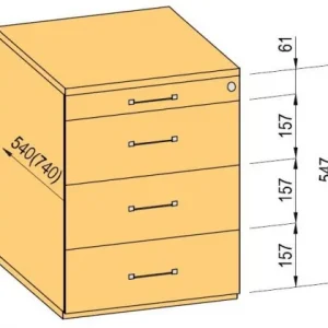 Značkový K-BBP kontejner 740/392 mm typ 3 zásuvka plast celovýsuv dotah