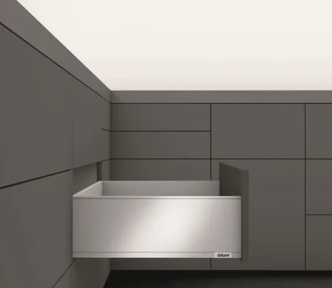 Zlevněný K-BLUM Legrabox, zásuvka C pure 350mm/40kg, Blumotion/TOB, šedá, vrut