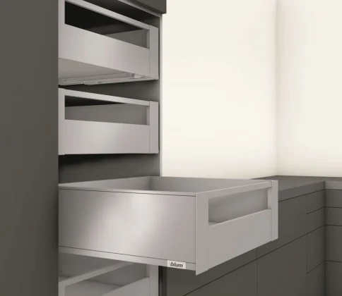 Značkový K-BLUM Legrabox, zásuvka C pure 450mm/70kg, Blumotion/TOB, bílá, vnitřní, sklo