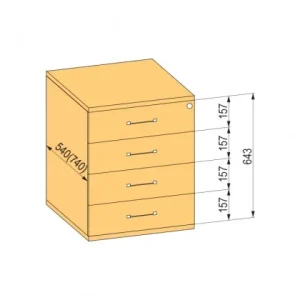 Značkový K-BBP kontejner 540mm typ 8/V 3 zásuvka kov celovýsuv dotah