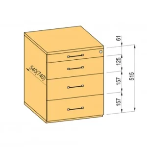 Zlevněný K-BBP kontejner 540/292mm typ 2 zásuvka kov částečný výsuv tlumený dotah