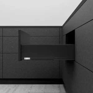 Značkový K-BLUM Legrabox, zásuvka K 450mm/70kg, Tip-on, černá, Expando