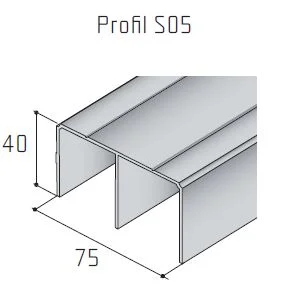 Zlevněný S-S05 horní vodící profil 2,5m nerez