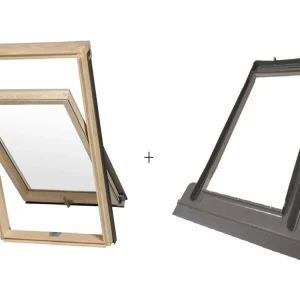 Zlevněný SET střešní okno RoofLITE Solid Pine 78 x 118 cm + lemování TFX do 5cm