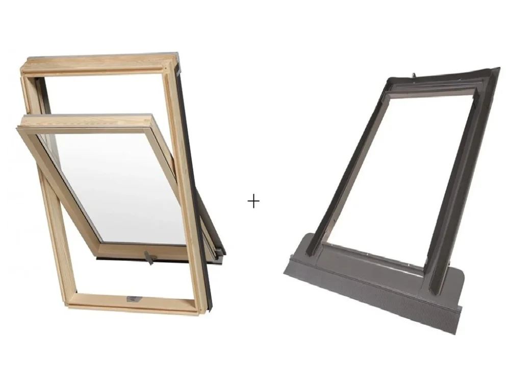 Zlevněný SET střešní okno RoofLITE Solid Pine 78 x 118 cm + lemování TFX do 5cm