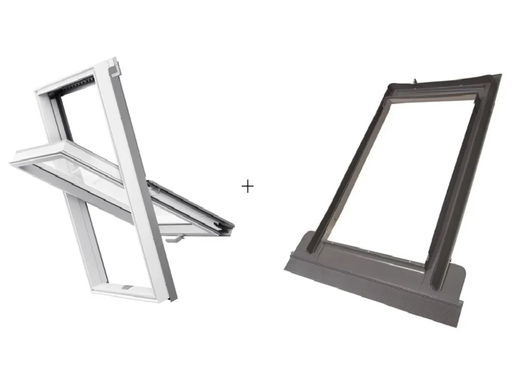 Zlevněný SET střešní okno RoofLITE Solid PVC 66 x 118 cm + lemování TFX do 5cm