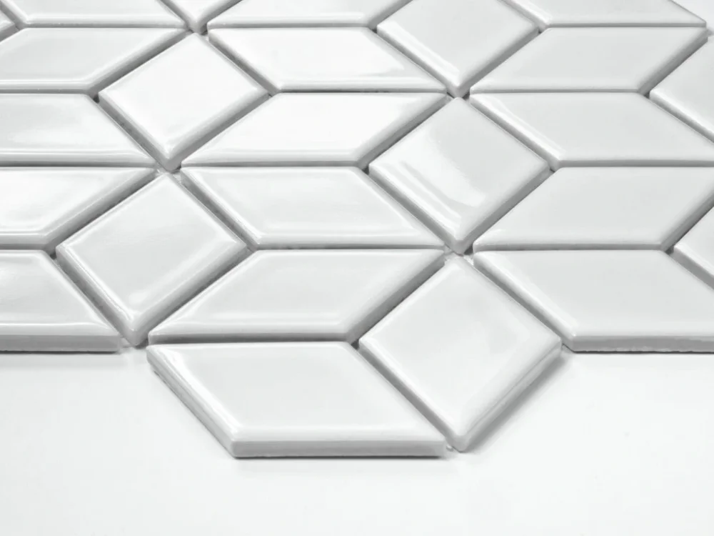 Zlevněný Diamond bílá mozaika kosočtverce na síti 4,7x8,2 lesk