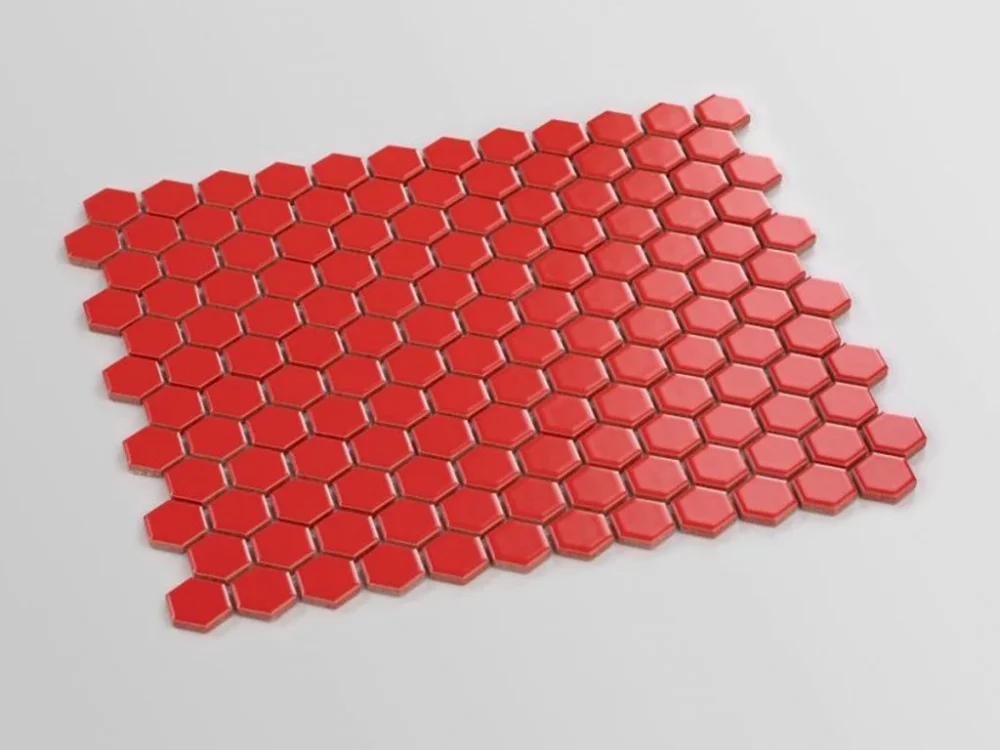 Značkový Hexagon malý červená mozaika jednobarevná 2,2x2,5 mat