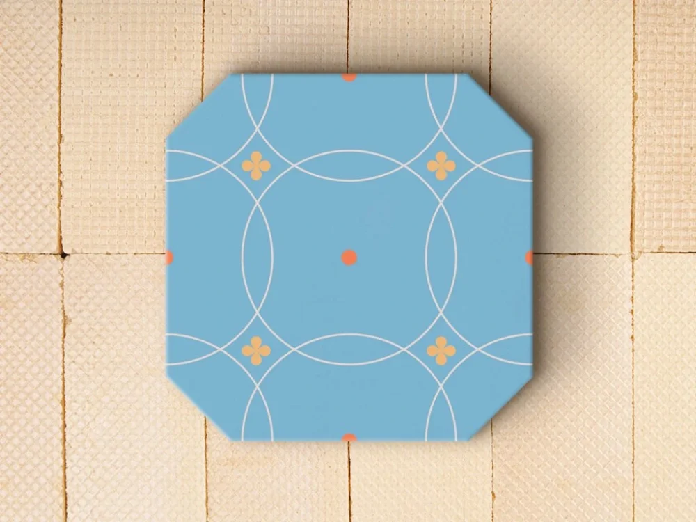 Značkový Cevica Tender Dec. Sky Blue oktagonální dlažba 20x20 mat