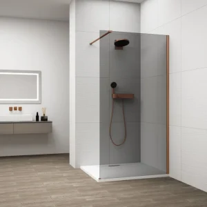 Značkový Polysan Esca Copper Matt Jednodílná Sprchová Zástěna K Instalaci Ke Stěně, Kouřové Sklo, 800 Mm