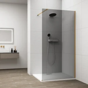 Zlevněný Polysan Esca Gold Matt Jednodílná Sprchová Zástěna K Instalaci Ke Stěně, Kouřové Sklo, 900 Mm