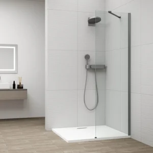Značkový Polysan Esca Gun Metal Jednodílná Sprchová Zástěna K Instalaci Ke Stěně, Sklo čiré, 500 Mm