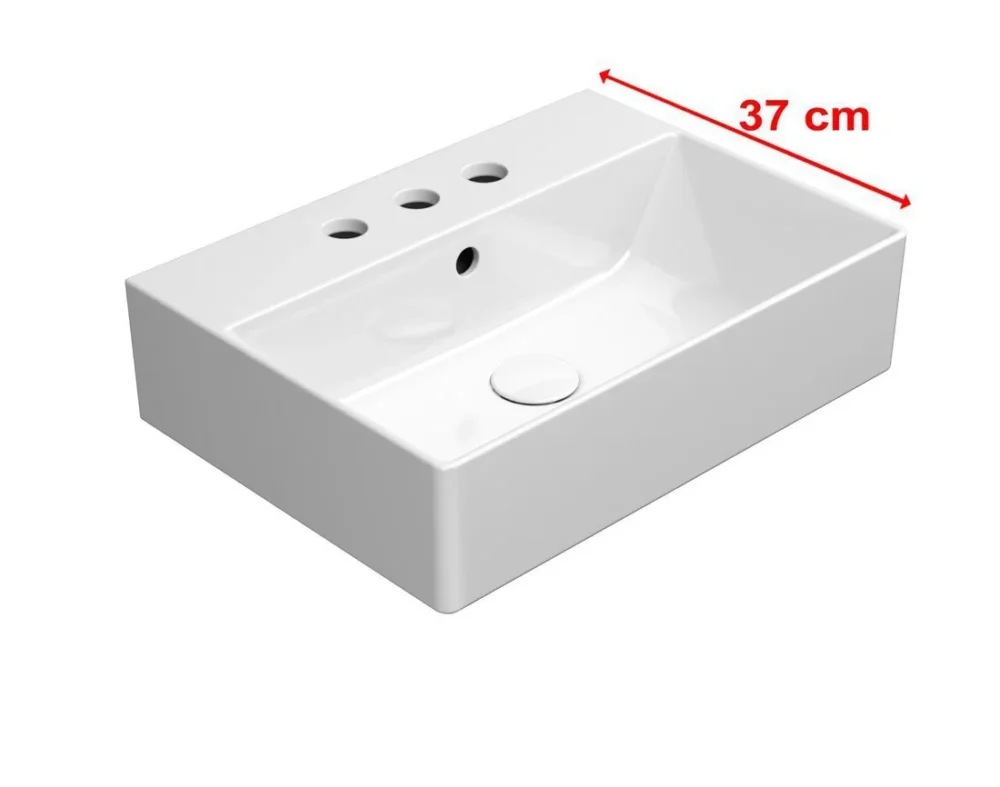 Gsi Kube X Keramické Umyvadlo 50x37cm, Broušená Spodní Hrana, 3 Otvory, Bílá Extraglaze Cenový Hit